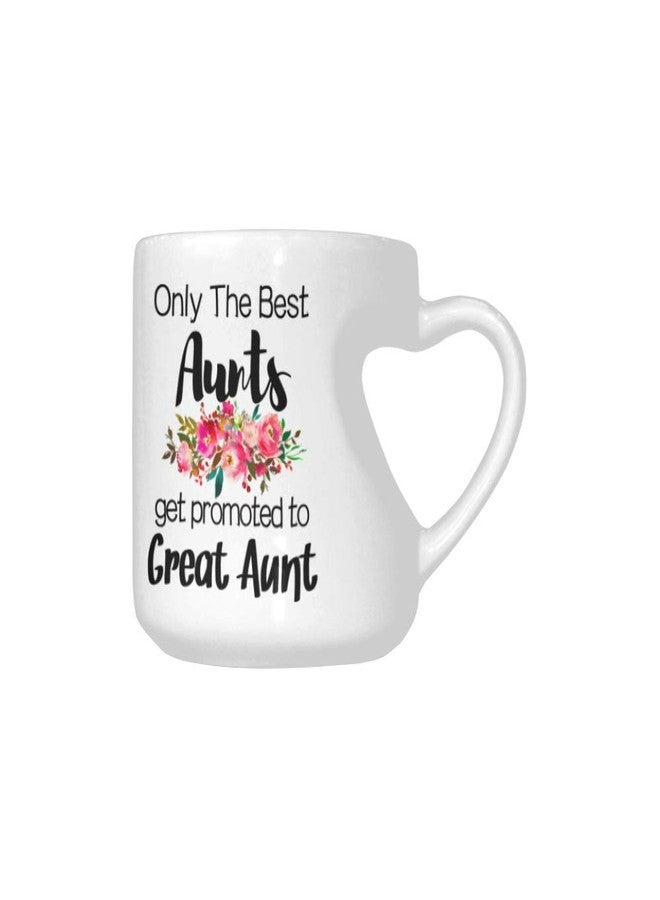 WECE MUG كوب قهوة مضحك على شكل قلب من السيراميك الأبيض سعة 10.3 أونصة، هدية مثالية لأعياد الميلاد وعيد الميلاد، فقط أفضل الخالات هن من يُرقّين إلى خالات كبيرات. - Image 1